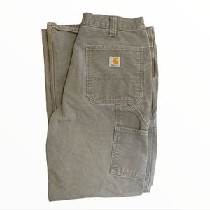 Carhartt 34x32 (33x30 Actual) Gray Canvas Relaxed Fit Carpenter Work Pant Jean.